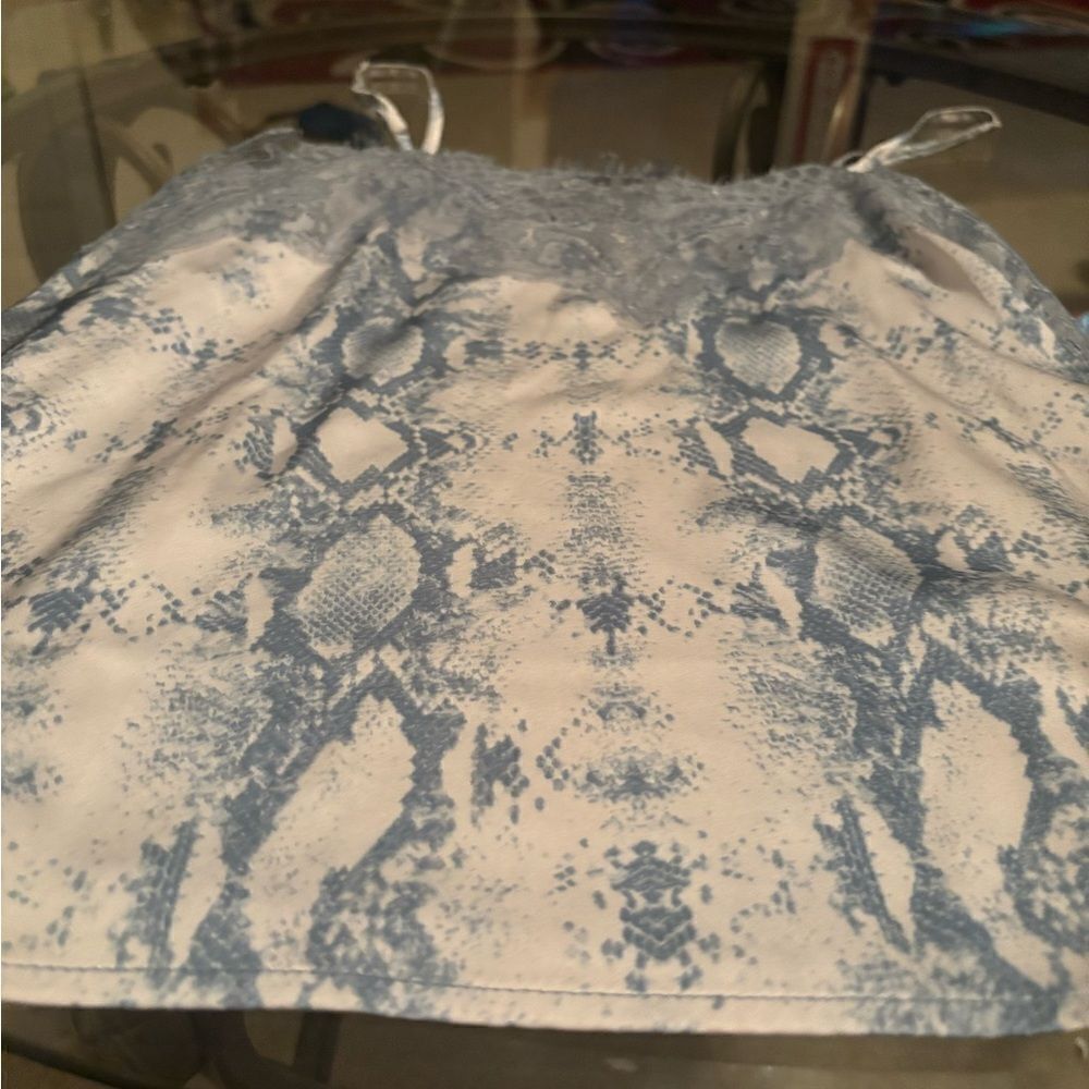 Michel Lace blue & white satin tank